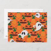 Carte Postale Haunted Halloween Citrouille Patch Ghosts (Devant / Derrière)