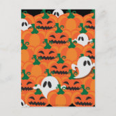 Carte Postale Haunted Halloween Citrouille Patch Ghosts (Devant)