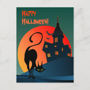 Carte Postale HAUNTED HOUSE & CAT par SHARON SHARPE