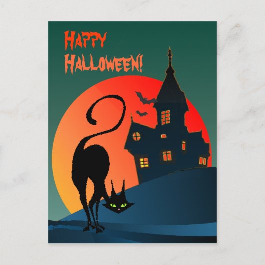 Carte Postale HAUNTED HOUSE & CAT par SHARON SHARPE (Devant)