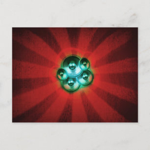 Carte Postale Haut-parleurs de musique et sunburst rouge
