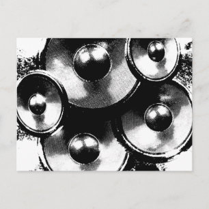 Carte Postale Haut-parleurs de musique noir et blanc