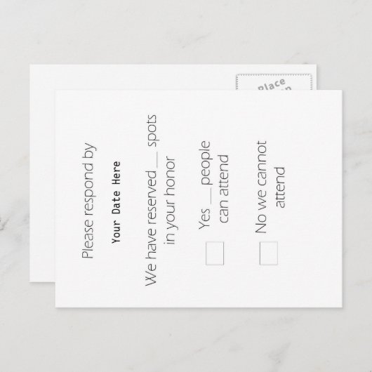 Carte postale haute RSVP (Devant / Derrière)