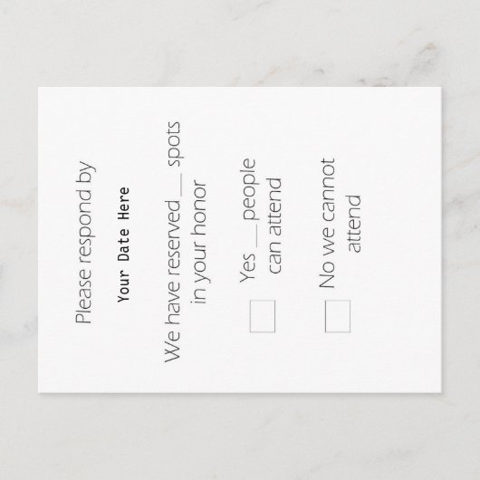 Carte postale haute RSVP (Devant)