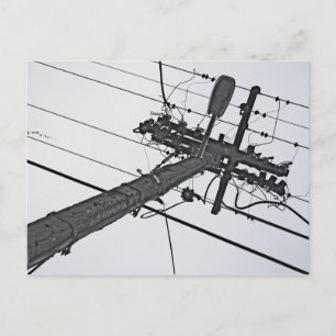 Carte Postale Haute tension - photo industrielle noir et blanc