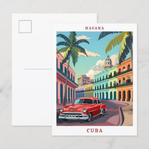 Carte Postale Havana Cuba Élégant Vintage voyage d'art