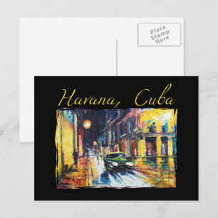 Carte Postale Havana Cuba - Habana Vieja scène de nuit