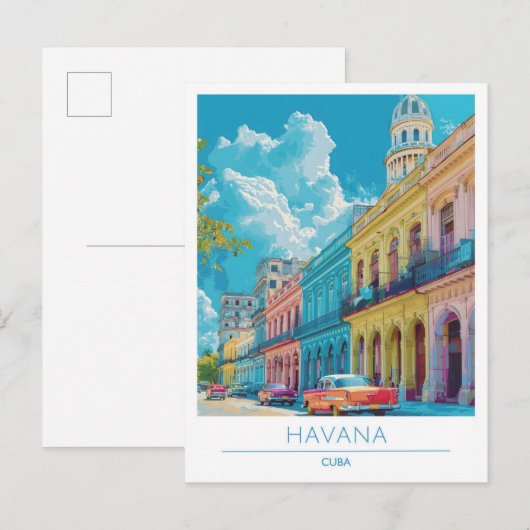 Carte Postale Havana Cuba Vintage voyage d'art (Devant / Derrière)