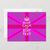 Carte Postale Have Your Keep Calm Text on Pink Union Jack (Devant / Derrière)