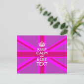 Carte Postale Have Your Keep Calm Text on Pink Union Jack (Debout devant)