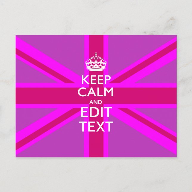 Carte Postale Have Your Keep Calm Text on Pink Union Jack (Devant)