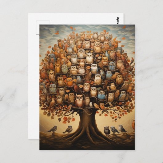 Carte Postale Haven Whimsical : L'Arboretum Adoré Aux Chouettes (Devant / Derrière)