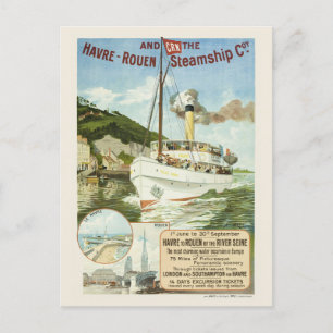 Carte Postale Havre-Rouen Steamship Coy. Poster vintage 1895