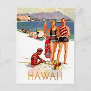 Carte Postale Hawaï, couple en vacances sur la côte