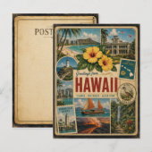 Carte postale Hawaï de style vintage authentique (Devant / Derrière)