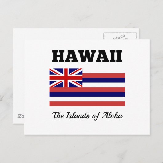 Carte Postale Hawaï, drapeau et devise (Devant / Derrière)