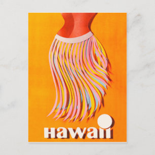 Carte Postale Hawaï, fille hula, voyage vintage