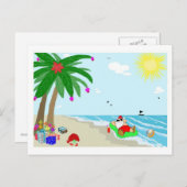 Carte postale hawaïenne de Noël de Père Noël (Devant / Derrière)