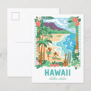 Carte Postale Hawaii Aloha State USA Summer Travel