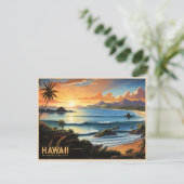 Carte Postale Hawaii Beach Paradis tropical Peinture Vintage (Debout devant)