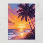 Carte Postale Hawaii Beach Sunset Painting Voyage (Devant)