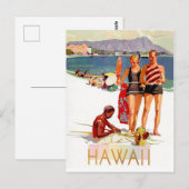 Carte Postale Hawaii, couple en vacances sur la côte (Devant / Derrière)