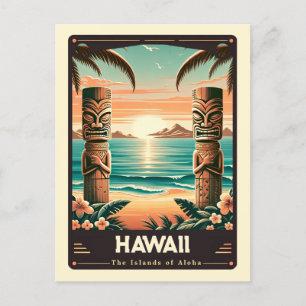 Carte Postale Hawaii Esprit patriotique Vintage