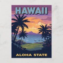 Hawaii État Aloha Coucher de soleil vintage Palmie