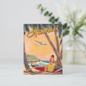 Carte Postale Hawaii, fille hula sur la côte tropicale, compagni (Debout devant)