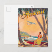 Carte Postale Hawaii, fille hula sur la côte tropicale, compagni (Devant / Derrière)