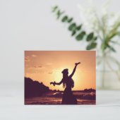 Carte Postale Hawaii, hula fille silhouette au coucher du soleil (Debout devant)