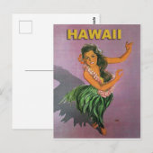Carte Postale Hawaii, Hula girl danse traditionnelle, voyage vin (Devant / Derrière)