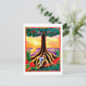 Carte Postale Hawaii, île tropicale, sirène sous un grand arbre (Debout devant)