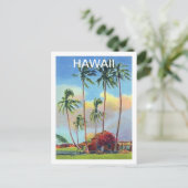 Carte Postale Hawaii, île tropique, ancien chalet avec palmiers (Debout devant)