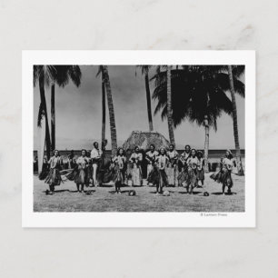 Carte Postale Hawaii - Ligne de Hula Girls Dancing