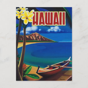Carte Postale Hawaii, paradis tropical, bateau de pêche sur la c