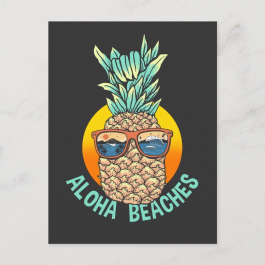 Carte Postale Hawaii Pineapple Lunettes de soleil Surf Sunset Be (Devant)