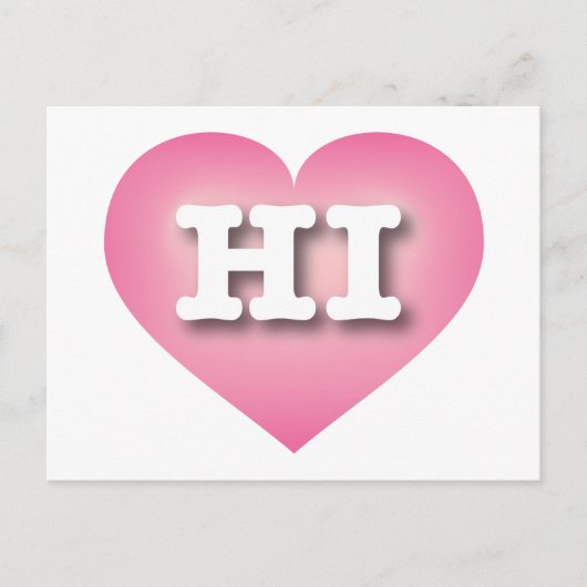 Carte Postale Hawaii Pink Fade Heart - J'aime HI (Devant)