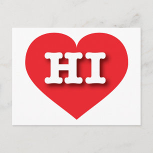 Carte Postale Hawaii Red Heart - J'aime HI