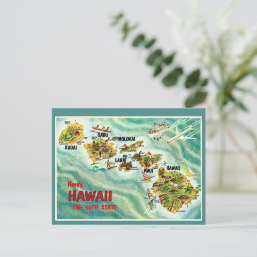 Carte postale Hawaii State Map (Debout devant)