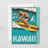 Carte postale Hawaii Surfing (Devant / Derrière)