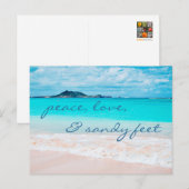 Carte Postale Hawaii Tropical Beach Peace Love Sandy Pieds Scrip (Devant / Derrière)