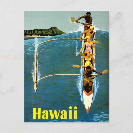 Carte Postale Hawaii Vintage Travel Poster Restored (Devant)