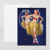 Carte Postale Hawaiian Girl Pin Up (Devant / Derrière)