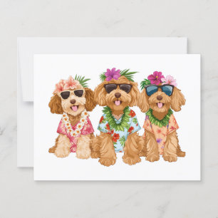 Carte Postale Hawaiian Goldendoodle Chiens Fleur Lei
