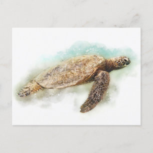 Carte Postale Hawaiian sea Turtle Watercolor