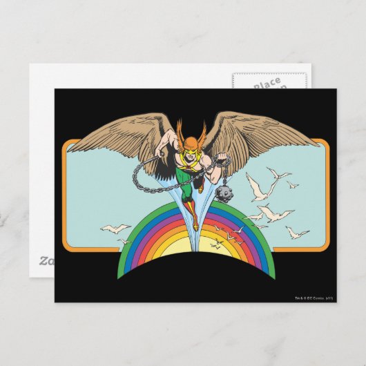 Carte Postale Hawkman survole le ciel (Devant / Derrière)