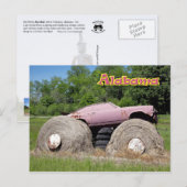 Carte Postale Hay Bale Art - Camion Monster Rose (Devant / Derrière)
