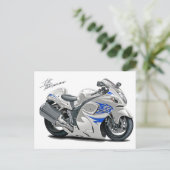 Carte Postale Hayabusa White-Blue Bike (Debout devant)