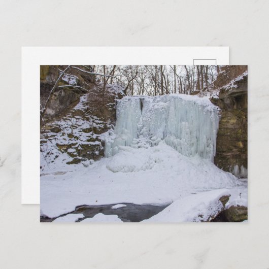 Carte Postale Hayden Run Falls en hiver, Columbus, Ohio (Devant / Derrière)